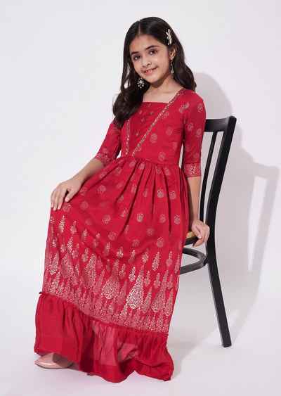 Magenta Silk Ethnic Gown