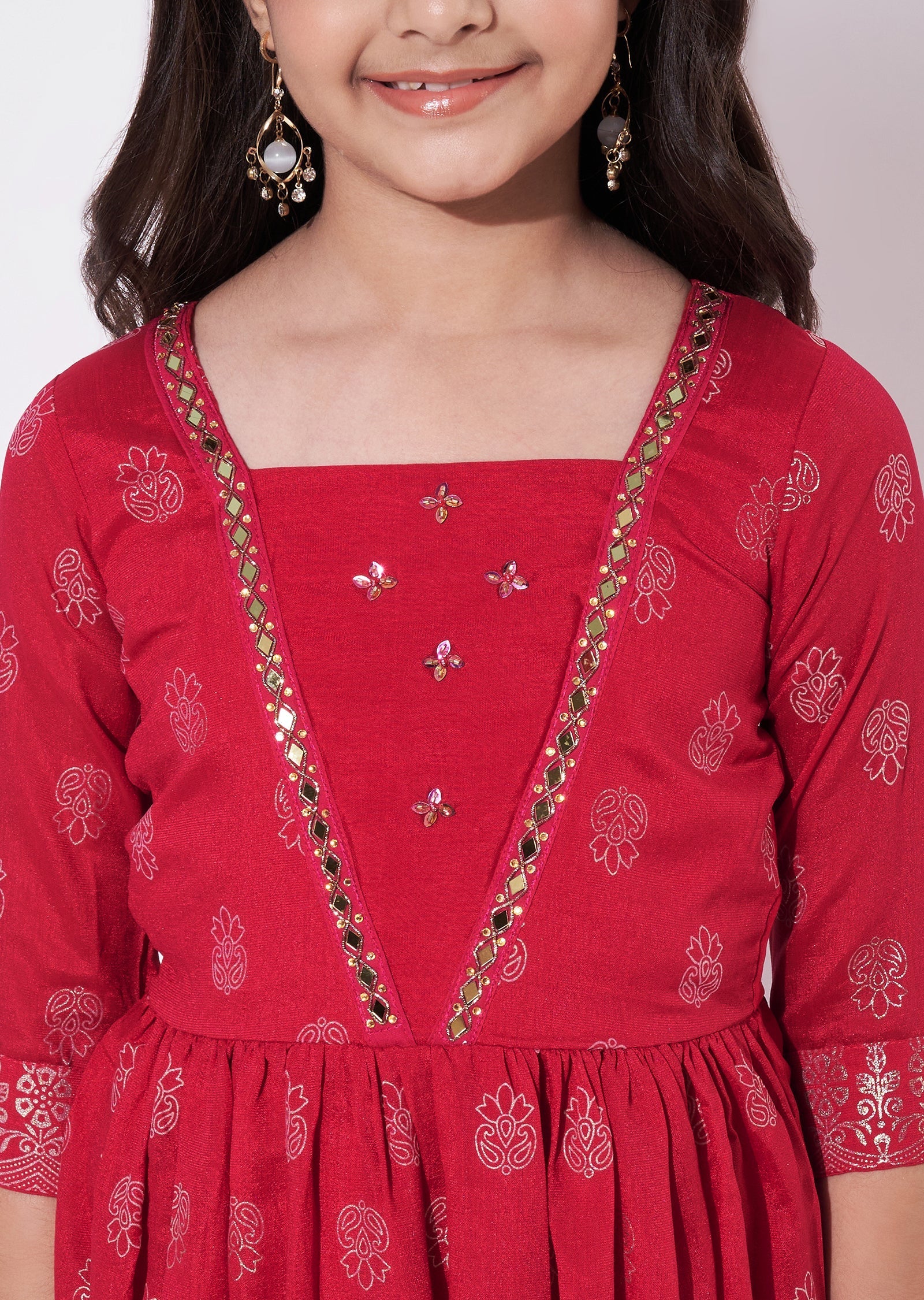 Magenta Silk Ethnic Gown
