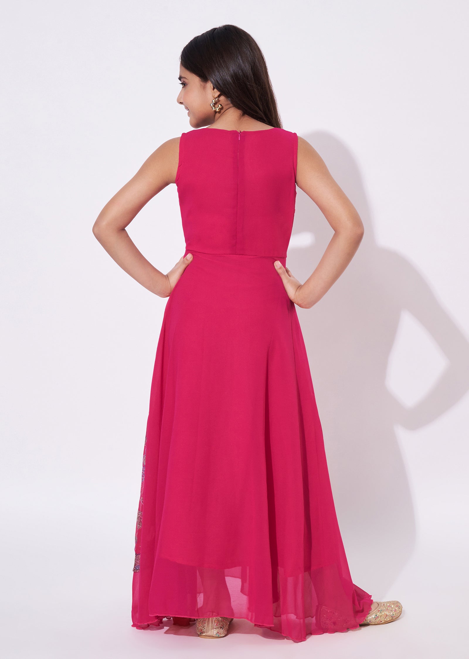 Rani Pink Georgette Ethnic Gown