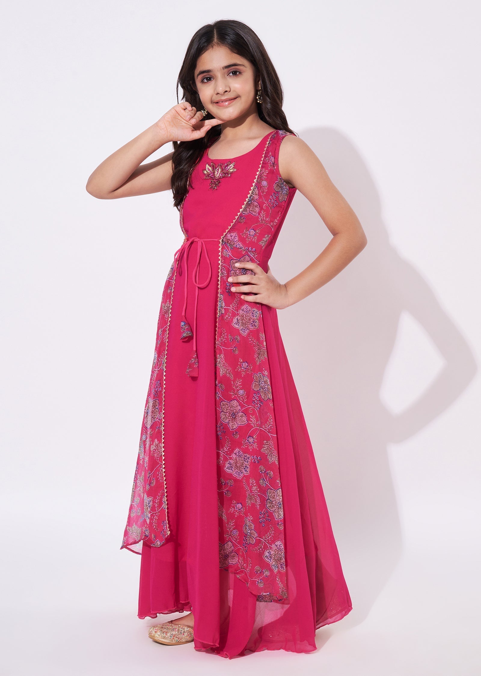 Rani Pink Georgette Ethnic Gown