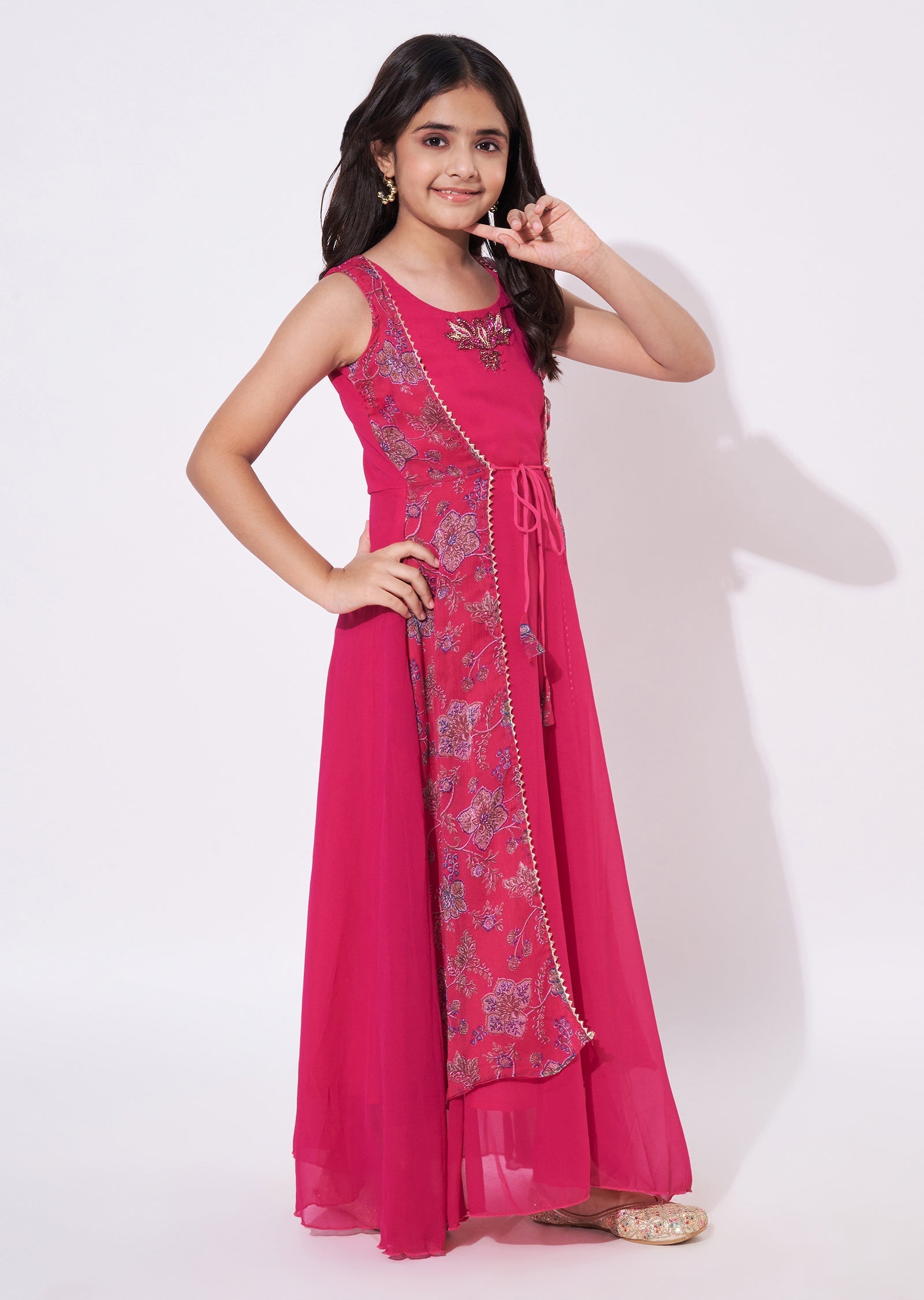 Rani Pink Georgette Ethnic Gown