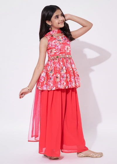 Coral Chinnon Gharara Set