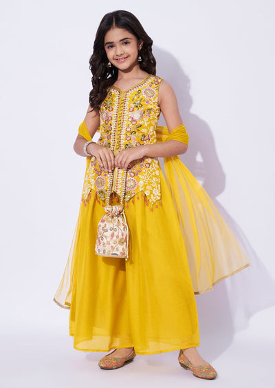 Yellow Georgette Girls Sharara