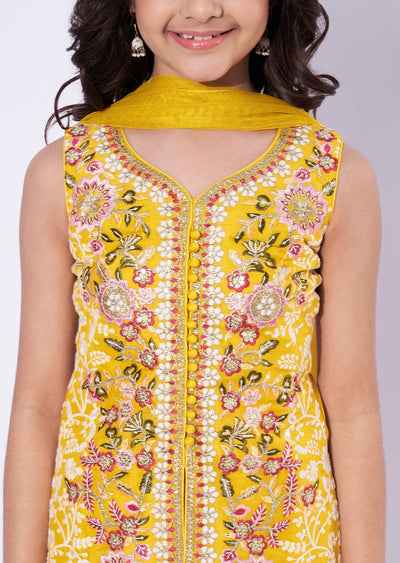Yellow Georgette Girls Sharara