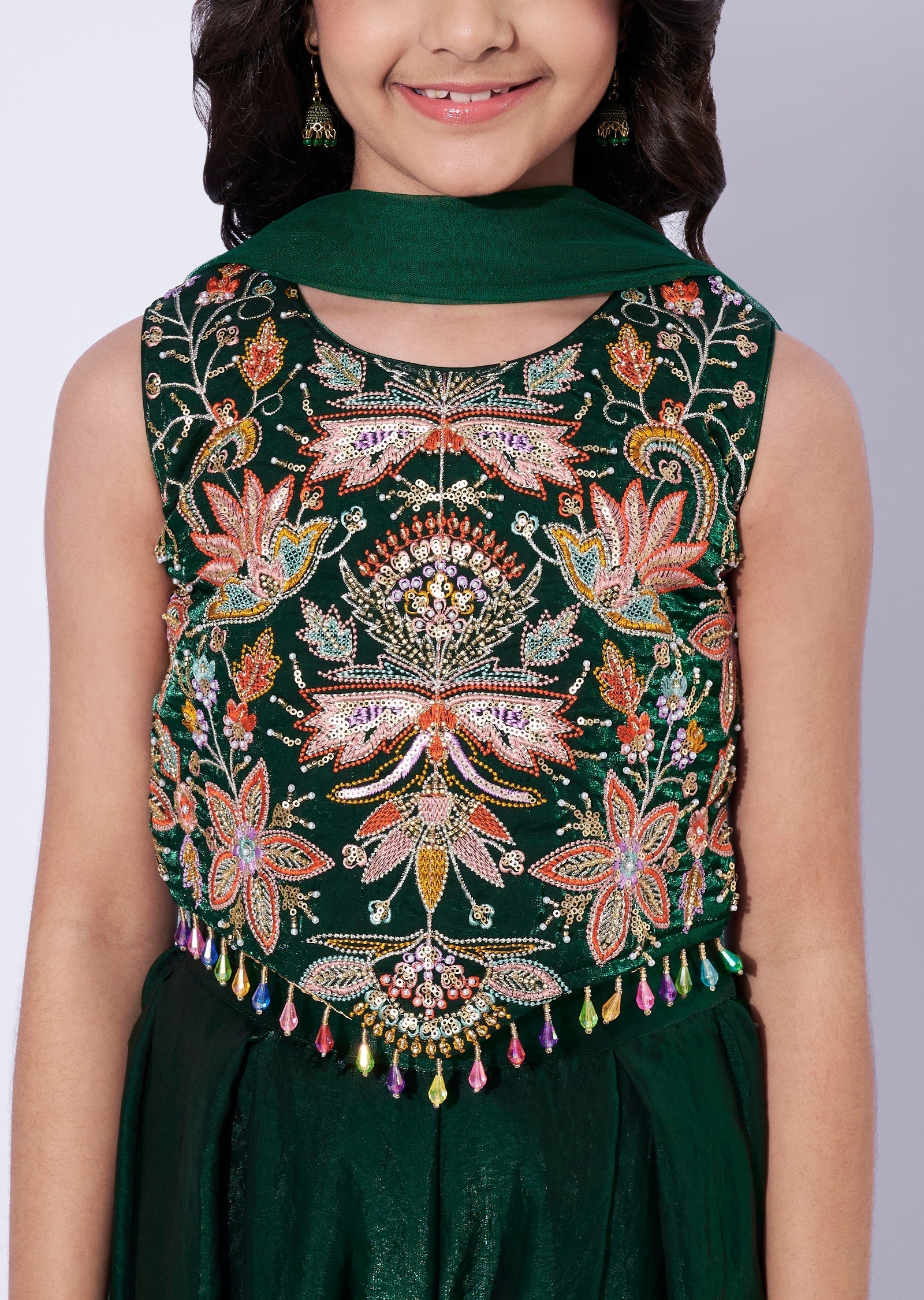 Green Tissue Girls Sharara