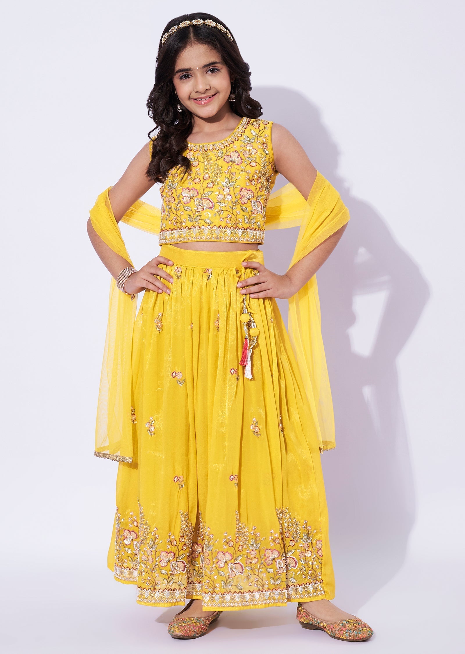 Yellow Tissue Girls Sharara