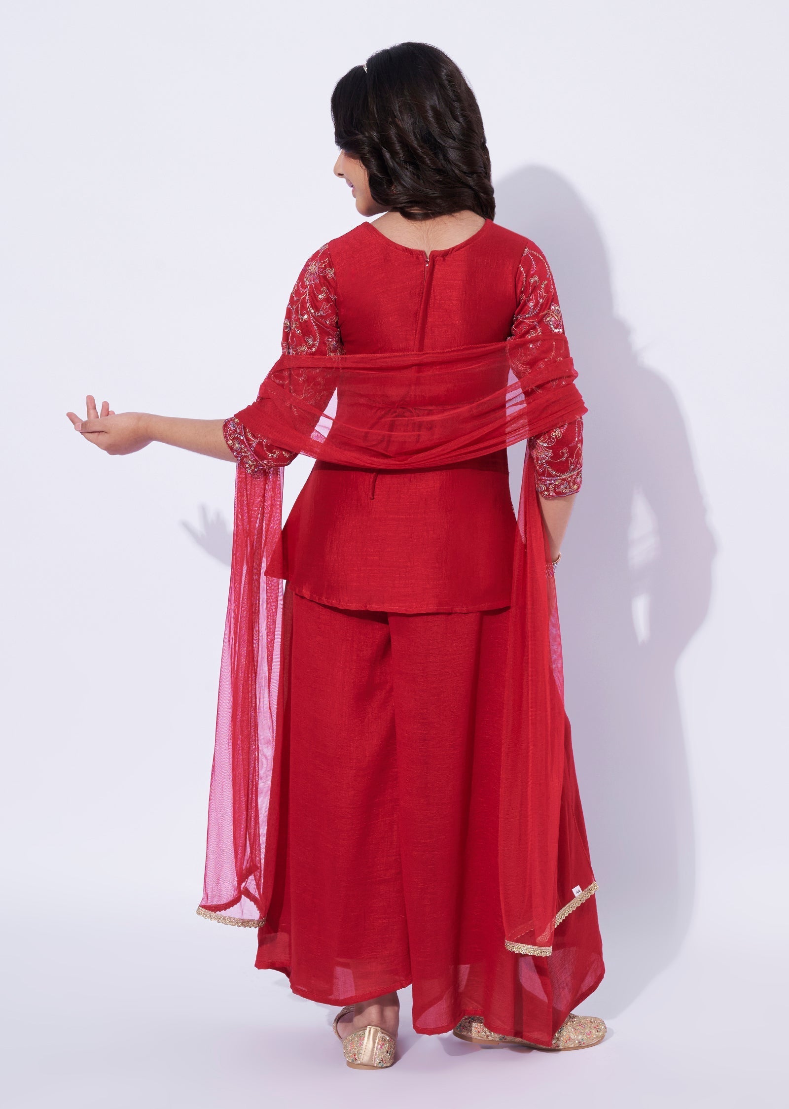 Magenta Silk Girls Sharara