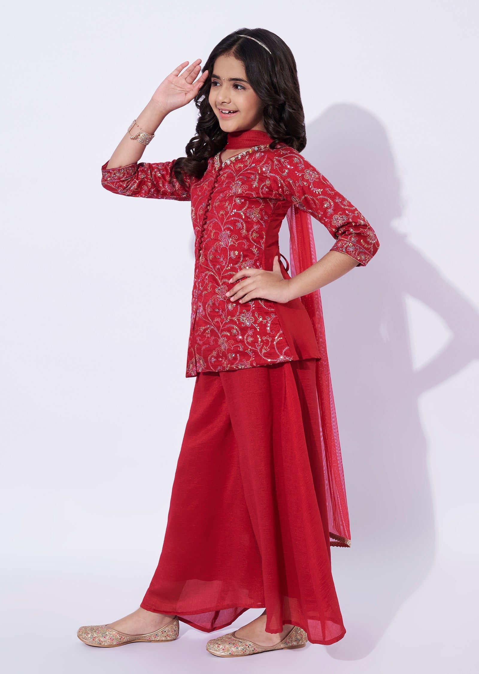 Magenta Silk Girls Sharara