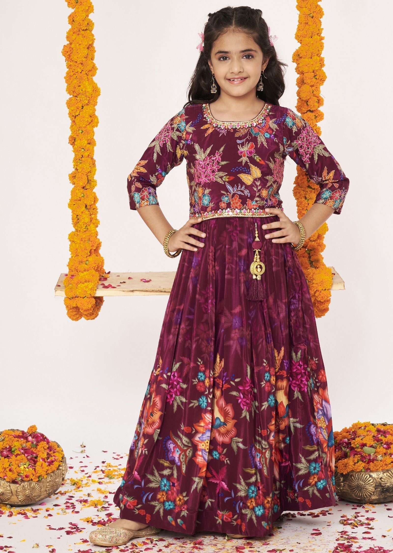 Magenta Crepe Lehenga