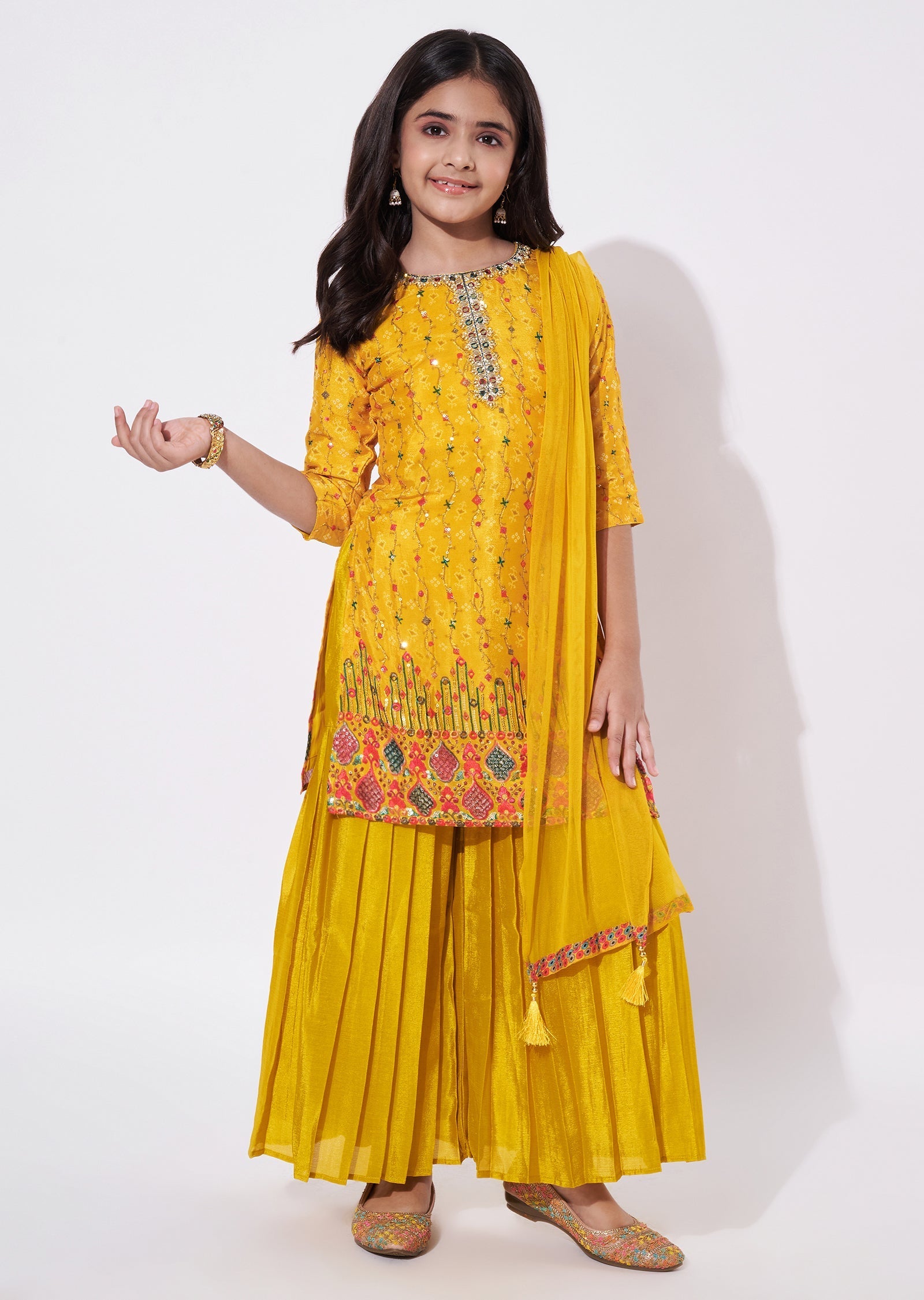 Yellow Chinnon Gharara Set