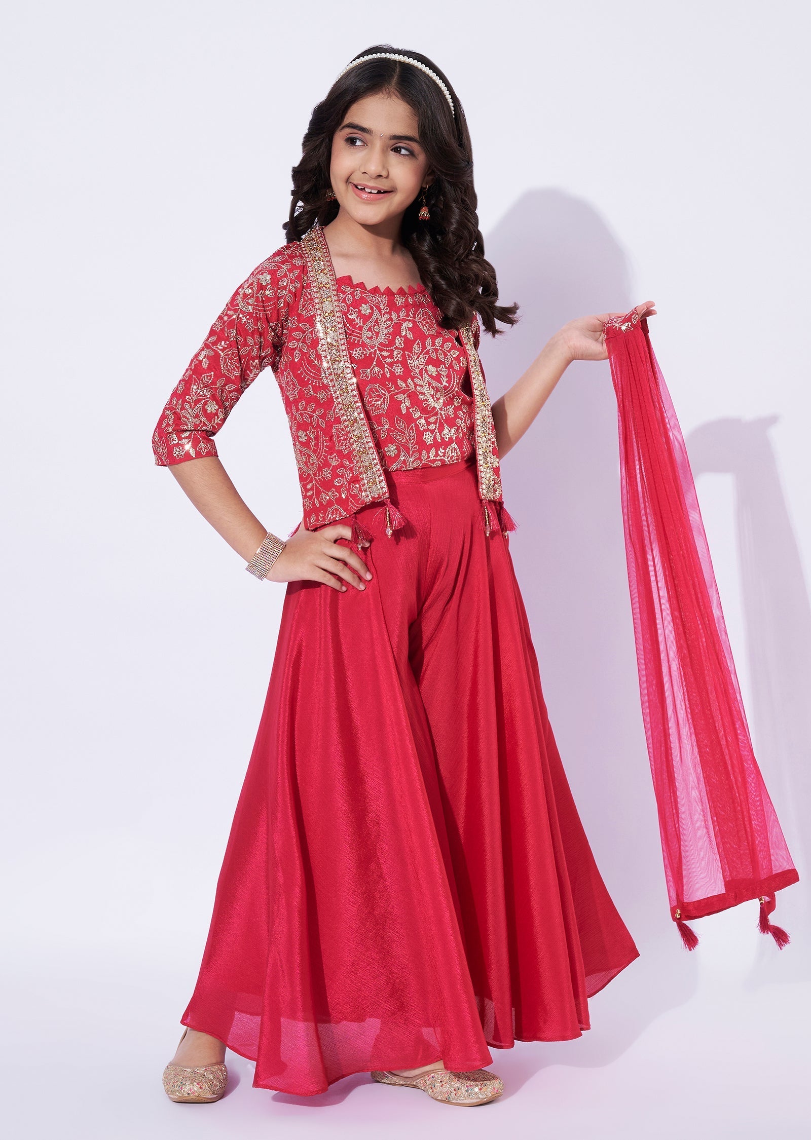 Pink Chinnon Girls Sharara