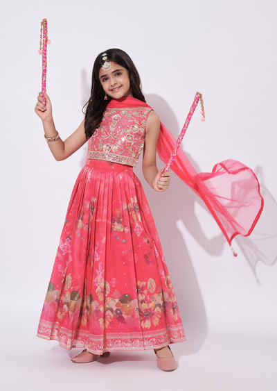 Pink Tissue Lehenga