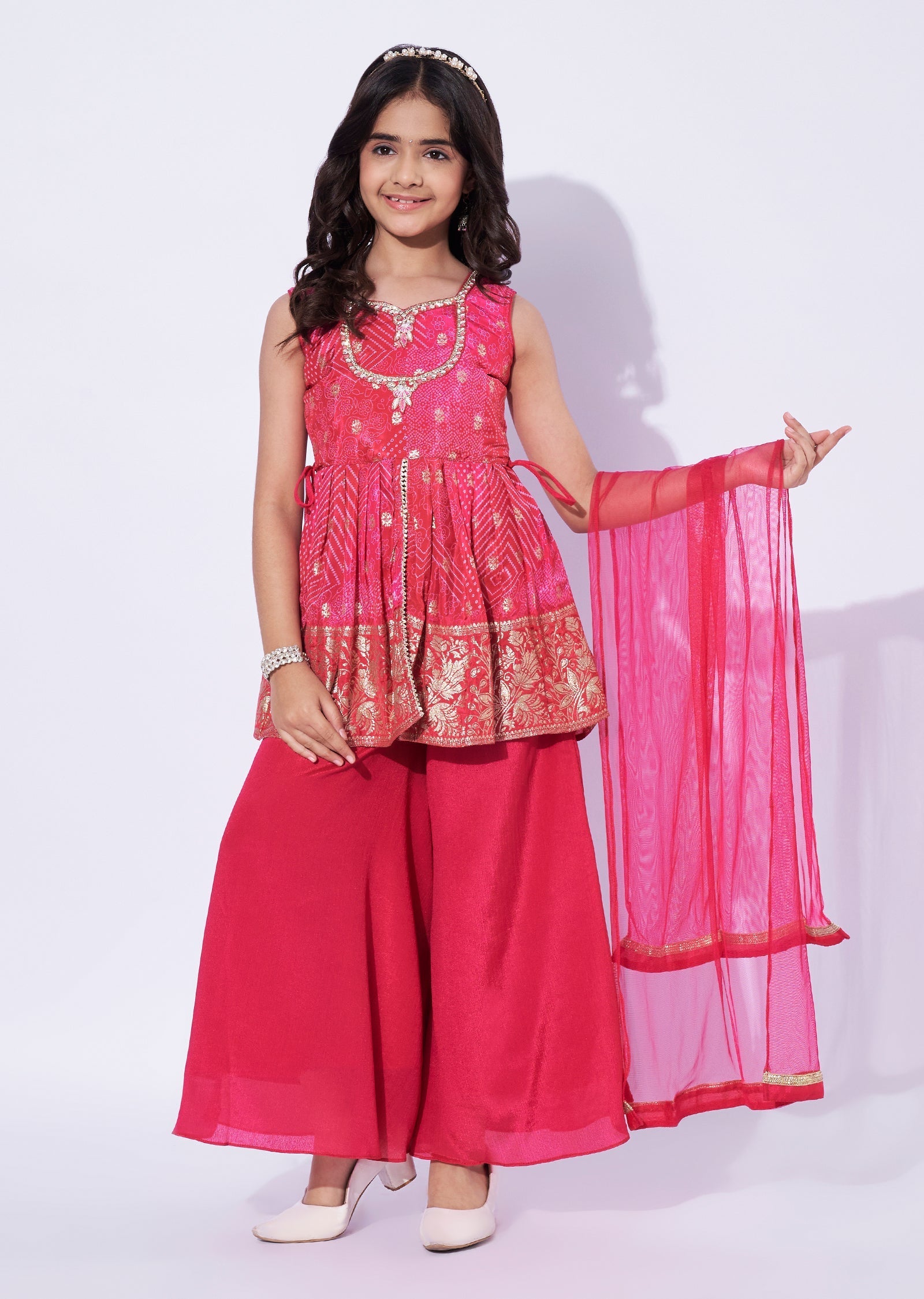 Pink Banaras Girls Sharara