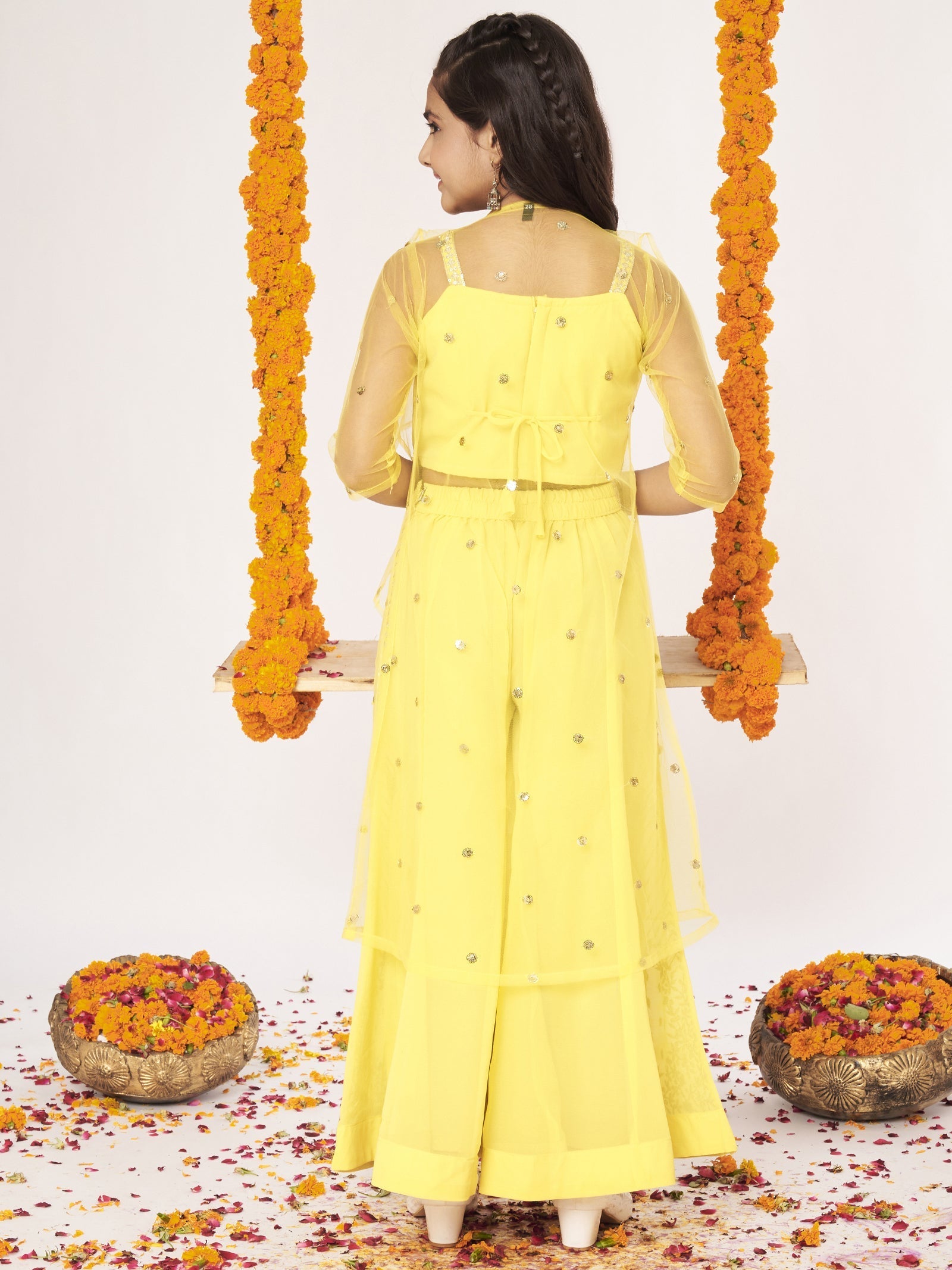 Yellow Georgette Gharara Set