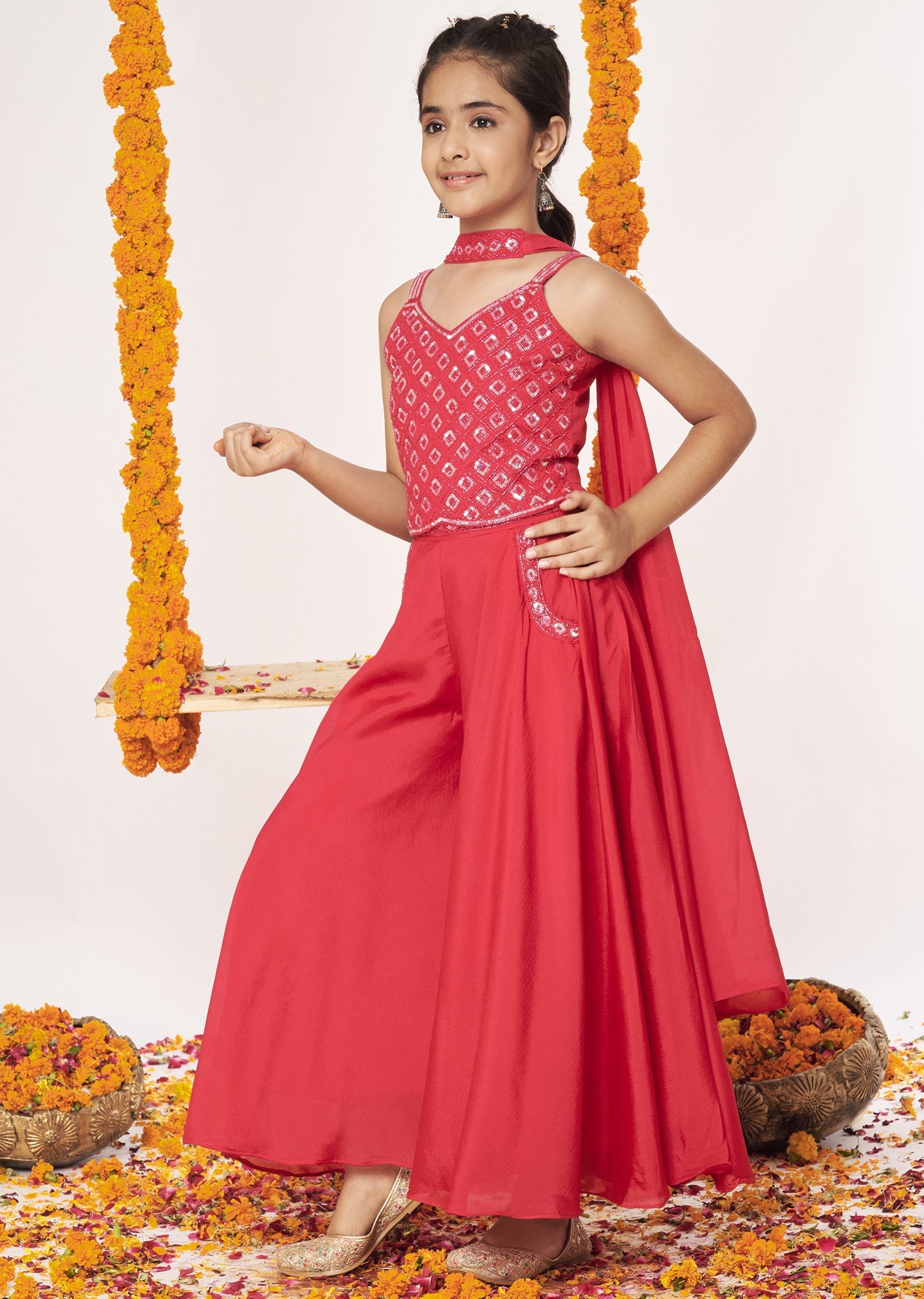 Rani Pink Chinnon Gharara Set