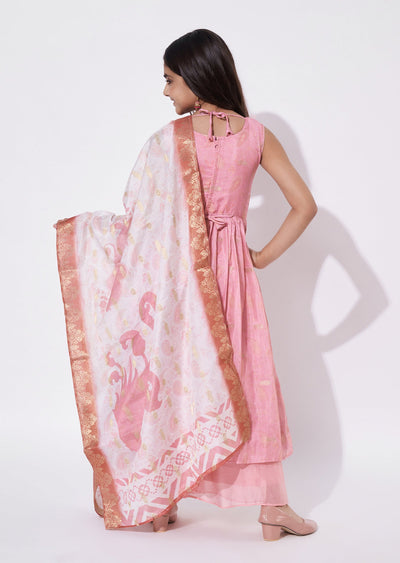 Pink Silk Anarkali Set - Long