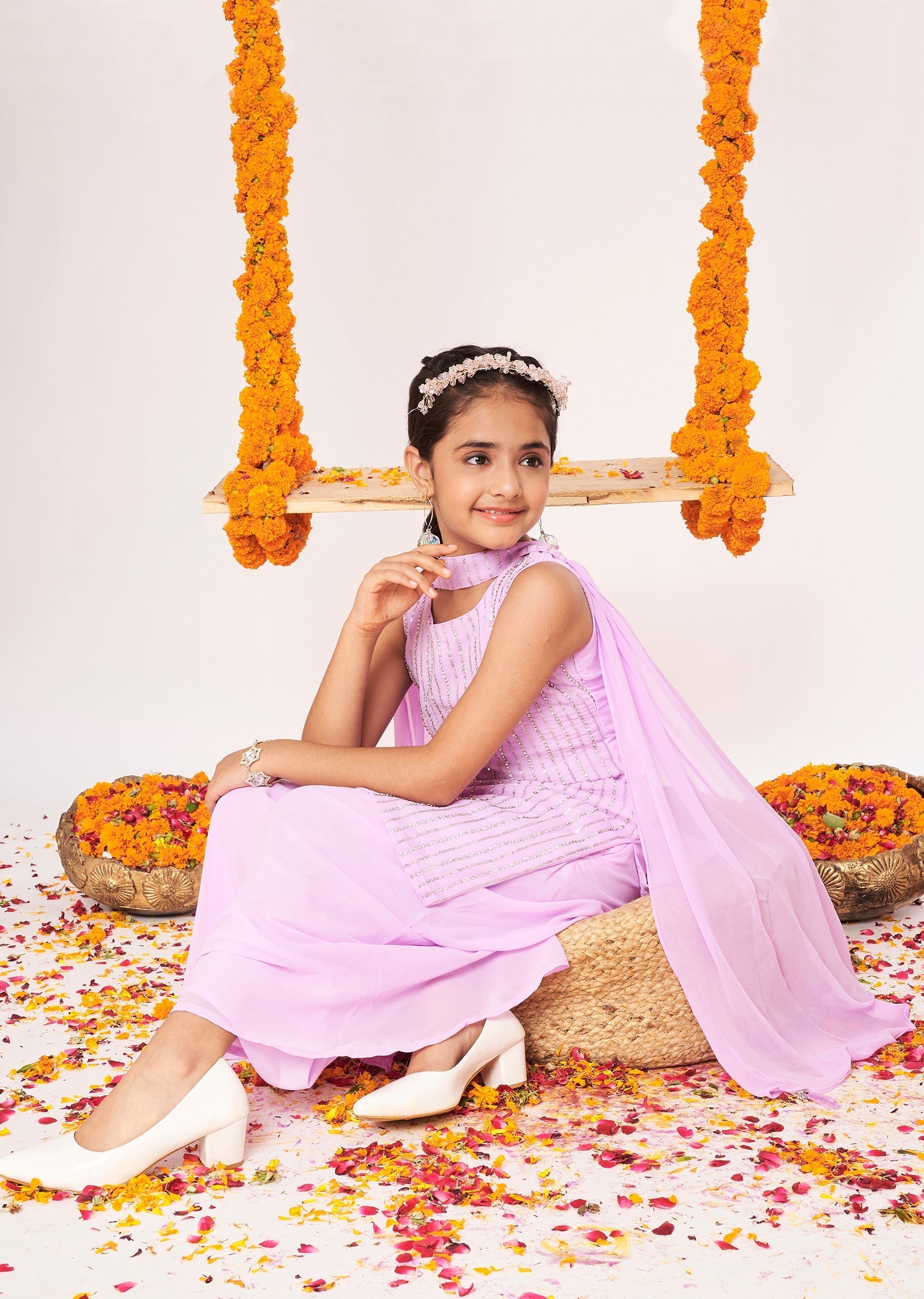 Lavender Georgette Gharara Set