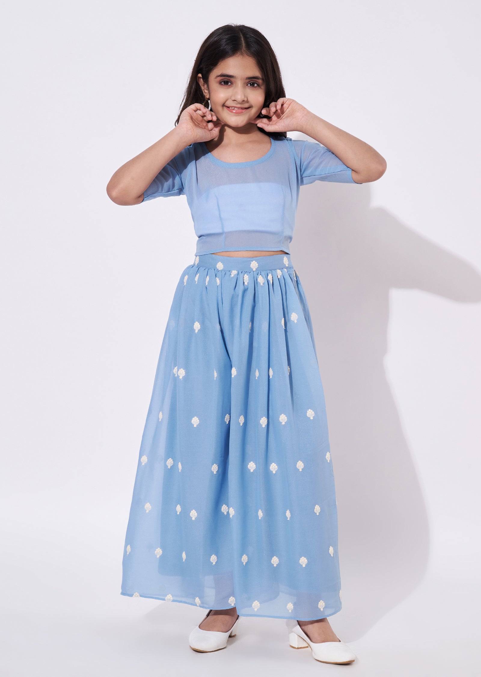 Sky Blue Georgette Gharara Set