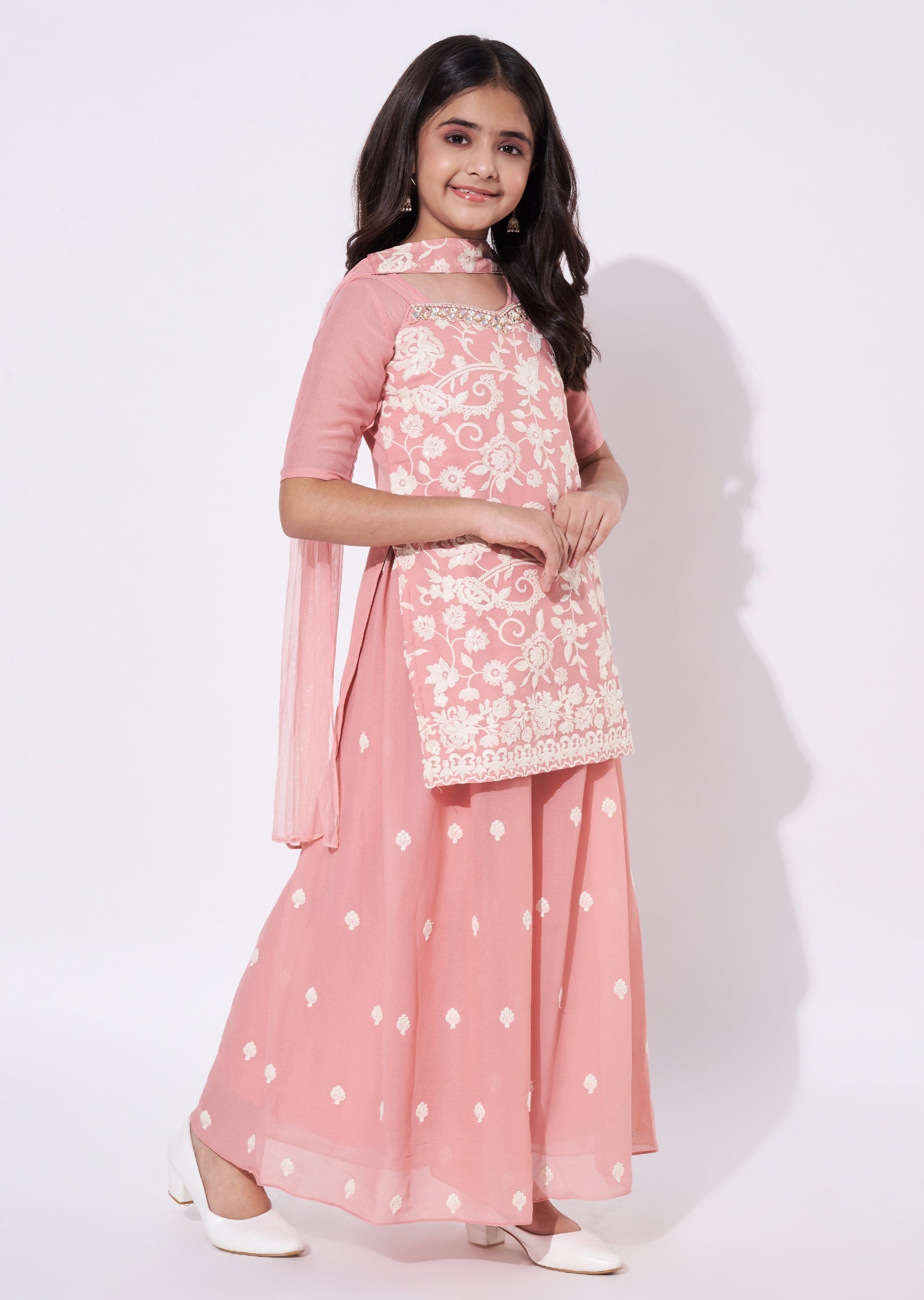 Light Pink Georgette Gharara Set
