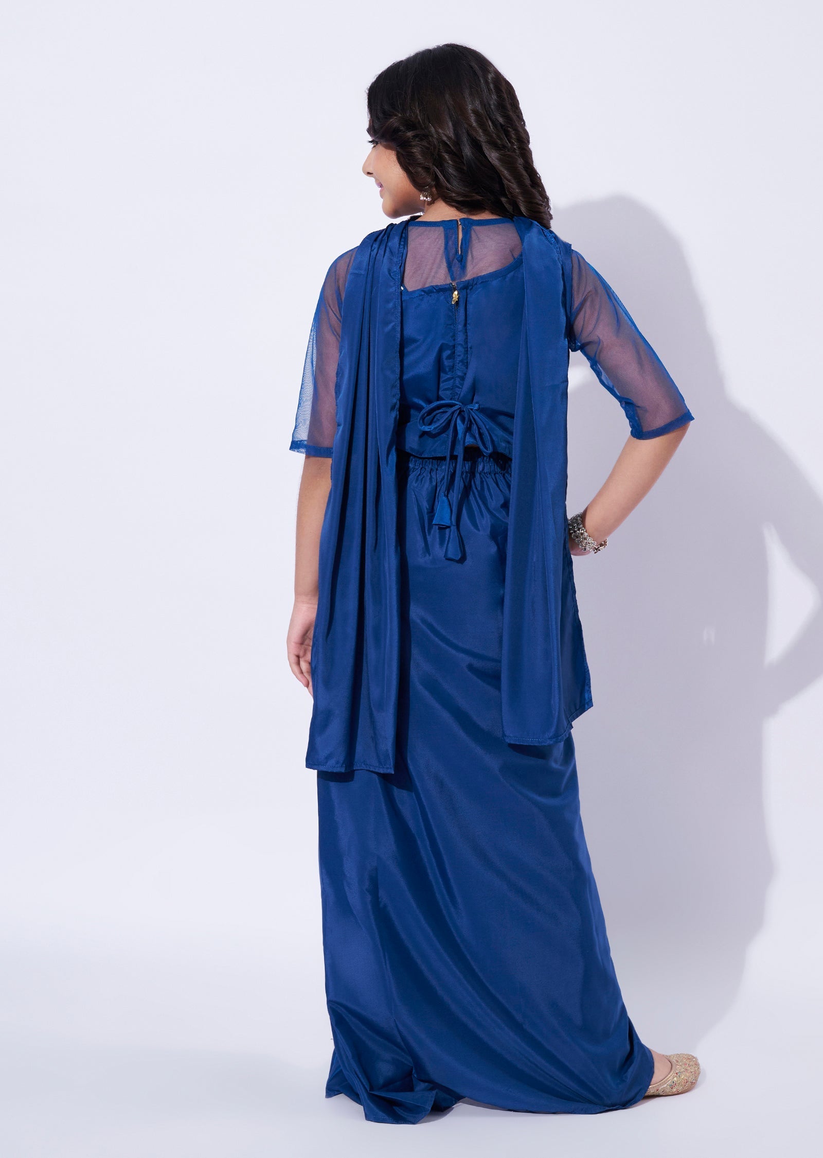 Teal Blue Crepe Girls Sharara