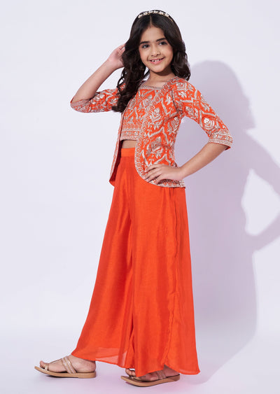 Orange Silk Girls Sharara