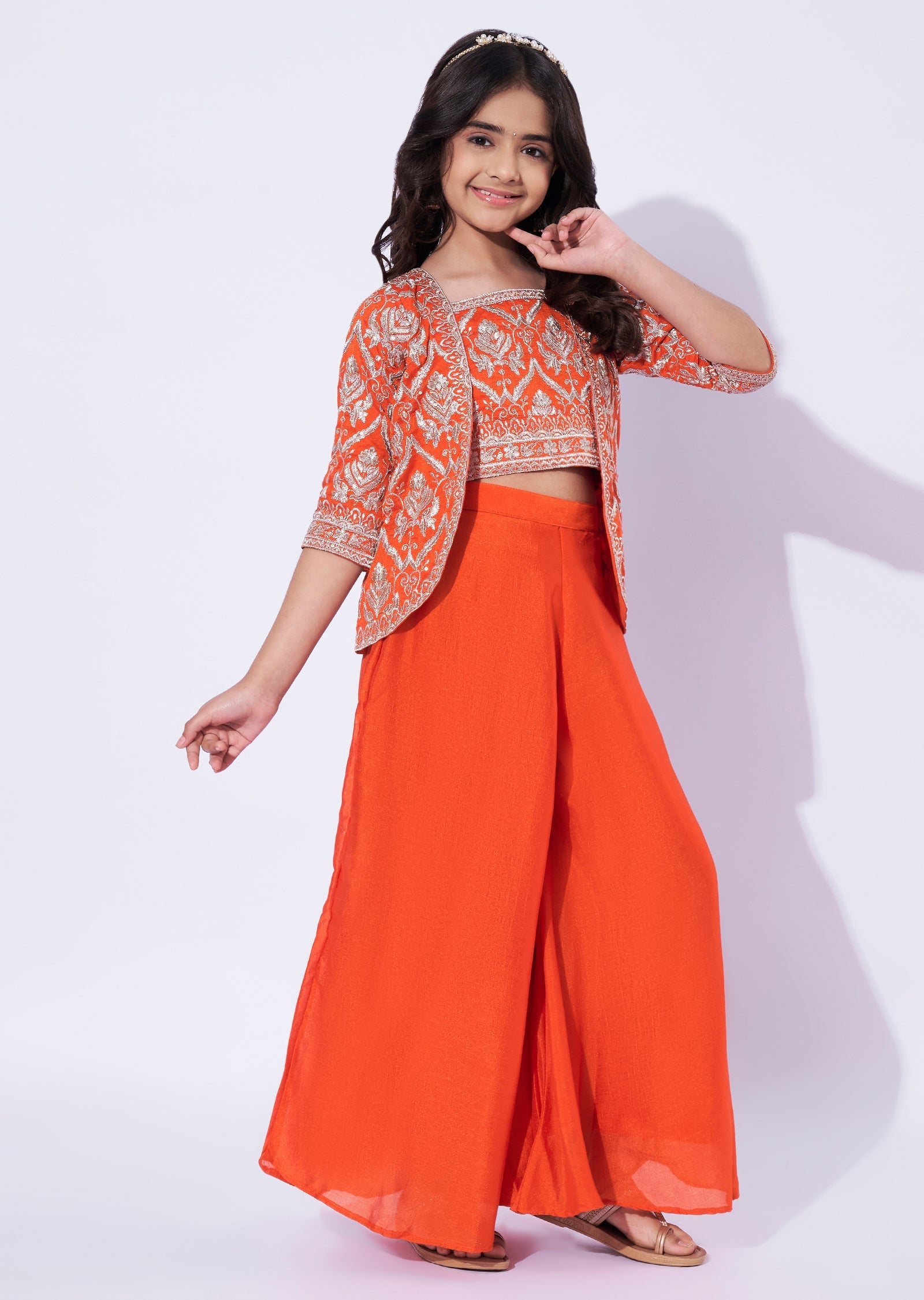 Orange Silk Girls Sharara