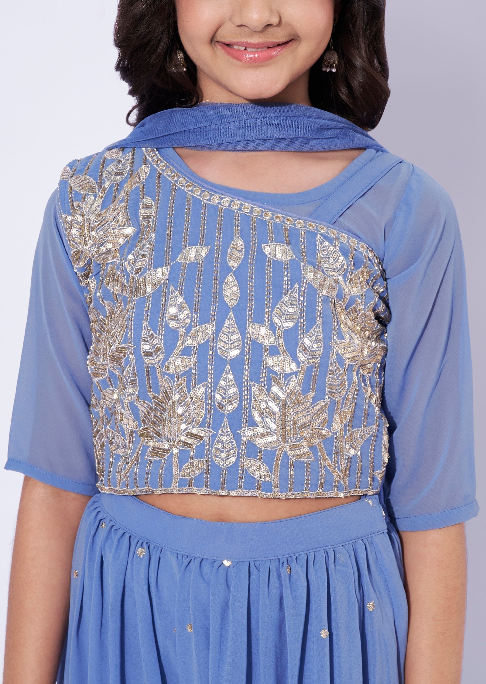 Blue Georgette Girls Sharara