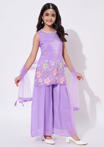 Lavender Organza Gharara Set
