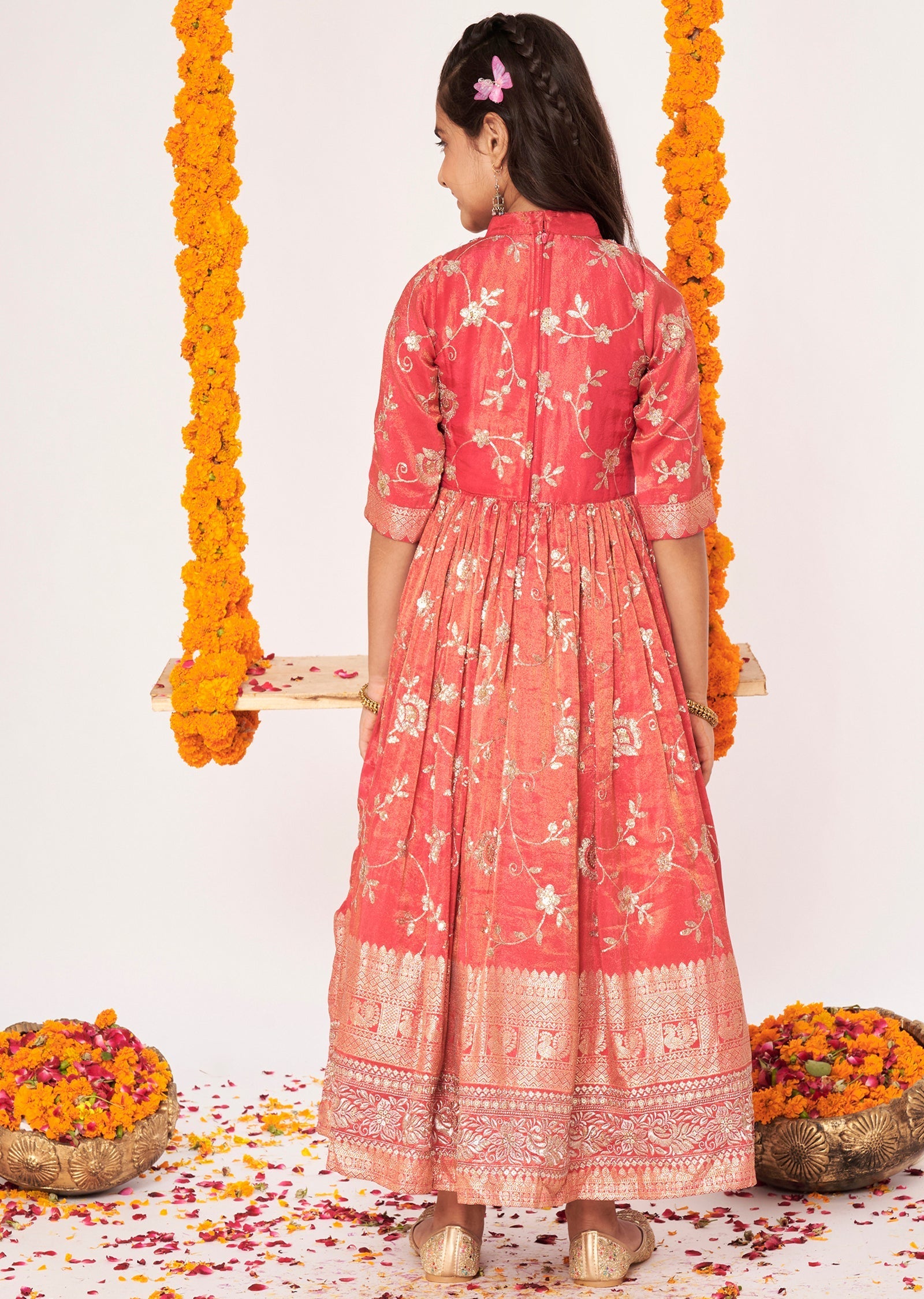 Pink Tissue Ethnic Gown