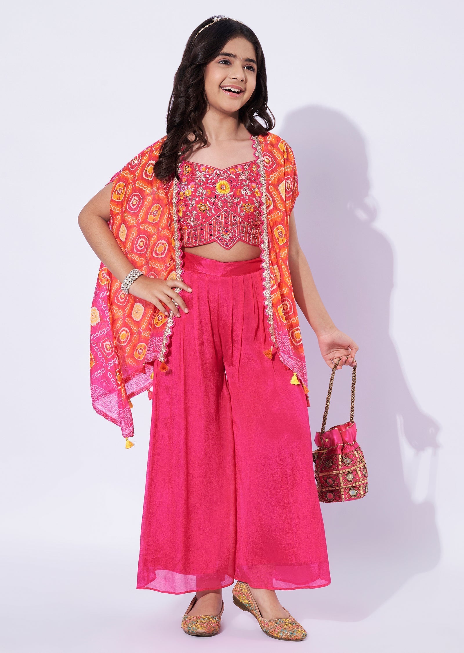 Rani Pink Chinnon Girls Sharara