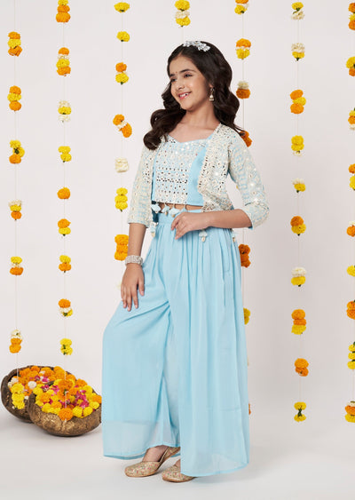 Blue Georgette Girls Gharara