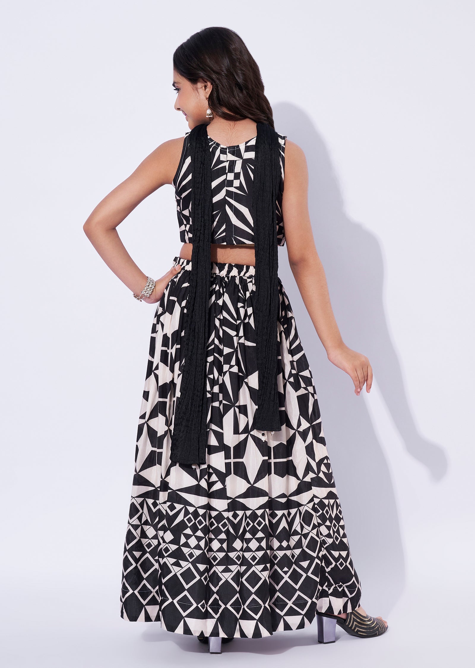 Black Muslin Girls Ghagra Choli