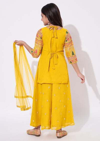 Yellow Georgette Gharara Set