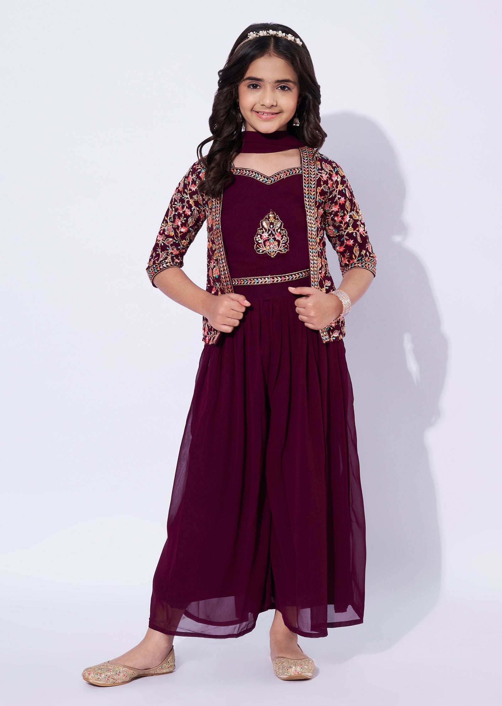 Wine Girls Sharara Set