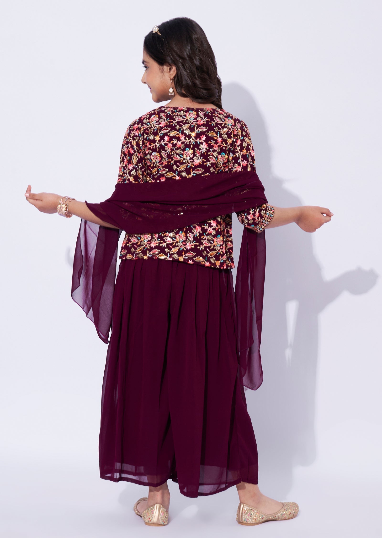 Wine Girls Sharara Set