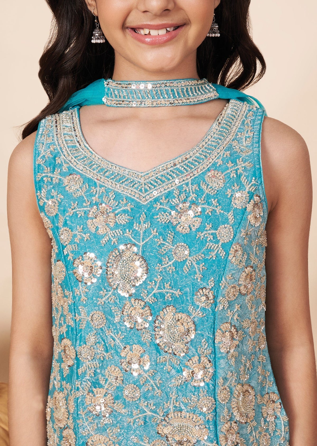 Sea Green Tissue Girla Gharara