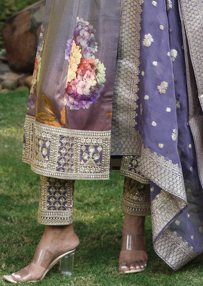 Lavender Tissue Silk Anarkali