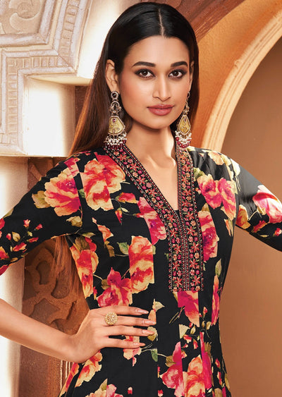Black Soft Silk Anarkali Suit