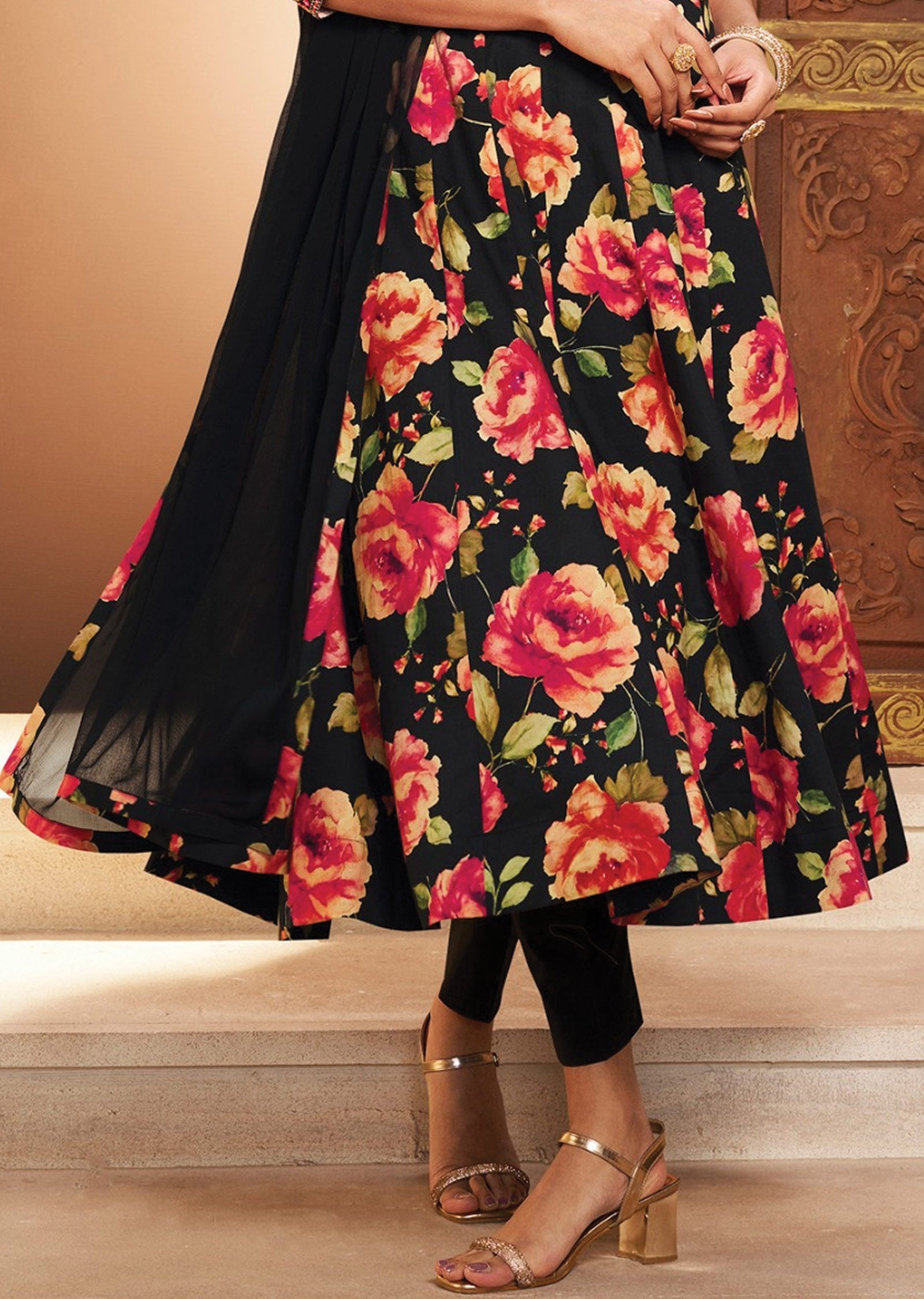 Black Soft Silk Anarkali Suit