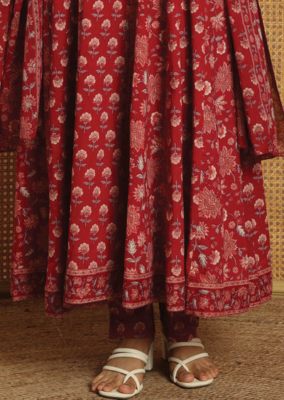 Magenta Cotton Anarkali Suit