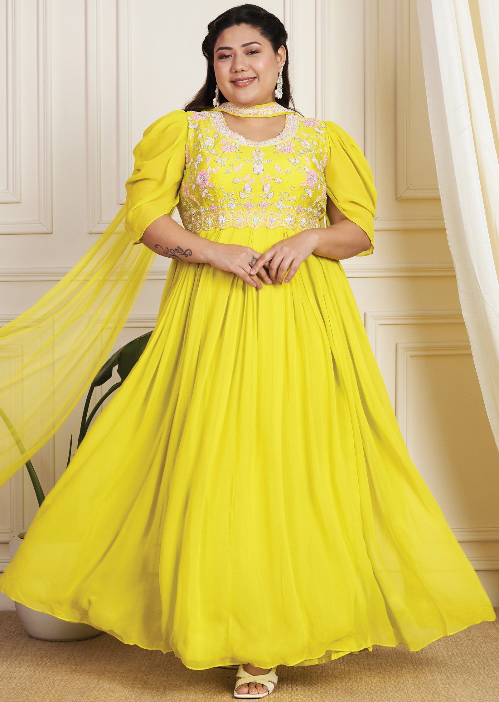 Yellow Georgette Anarkali Suit