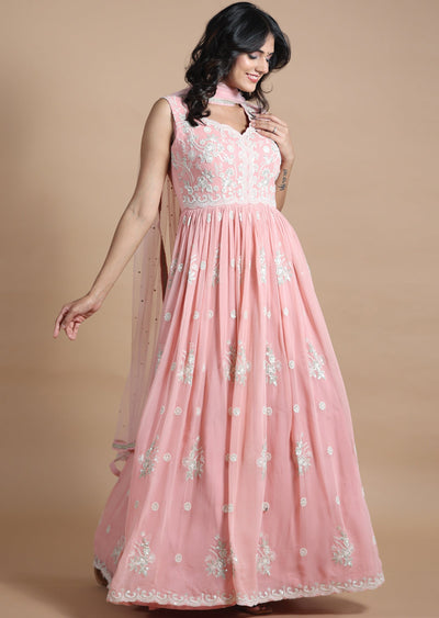 Peach Georgette Anarkali