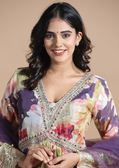 Multi Color Chinnon Anarkali