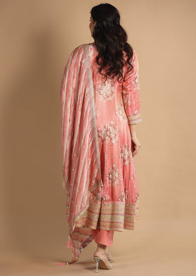 Pink Tissue Silk Anarkali