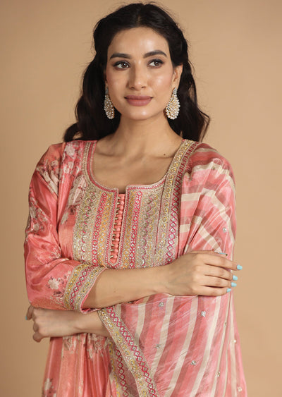 Pink Tissue Silk Anarkali