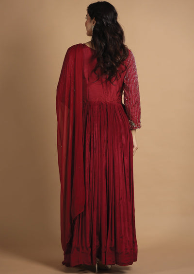 Maroon Chinnon Anarkali