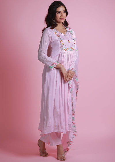 Baby Pink Chinnon Anarkali