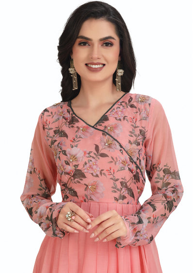 Peach Chiffon Anarkali