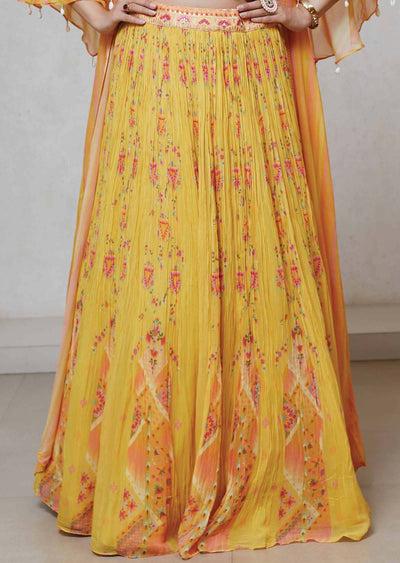Yellow Georgette Sequins Drape Saree