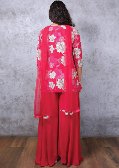 Crepe Embroidered Fusion/Indo-Western Set